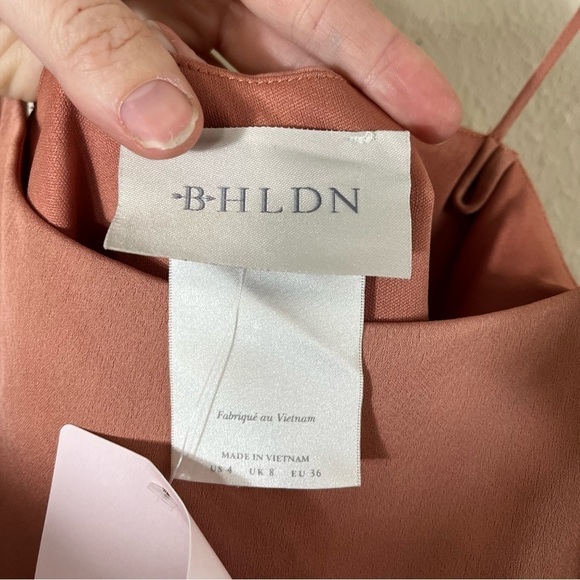 BHLDN Leti Spaghetti Strap Satin Charmeuse Midi Dress in Sedona - Picture 9 of 12